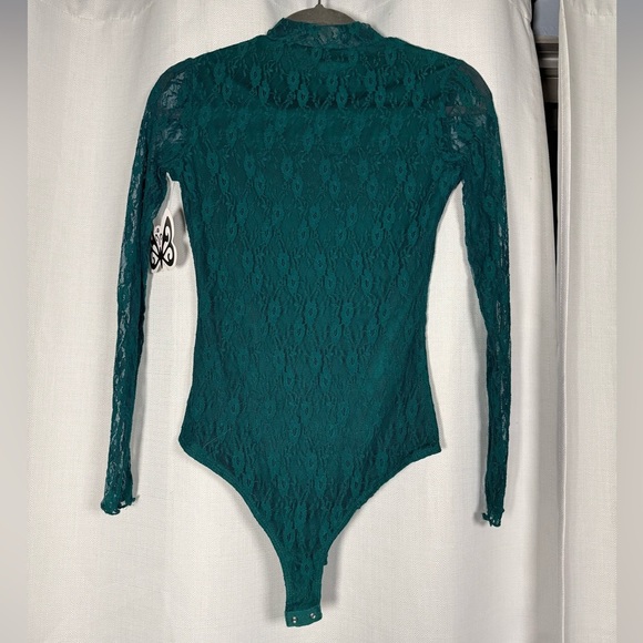Self Esteem Emerald Green Lace Long Sleeve Bodysuit XS - Picture 2 of 8